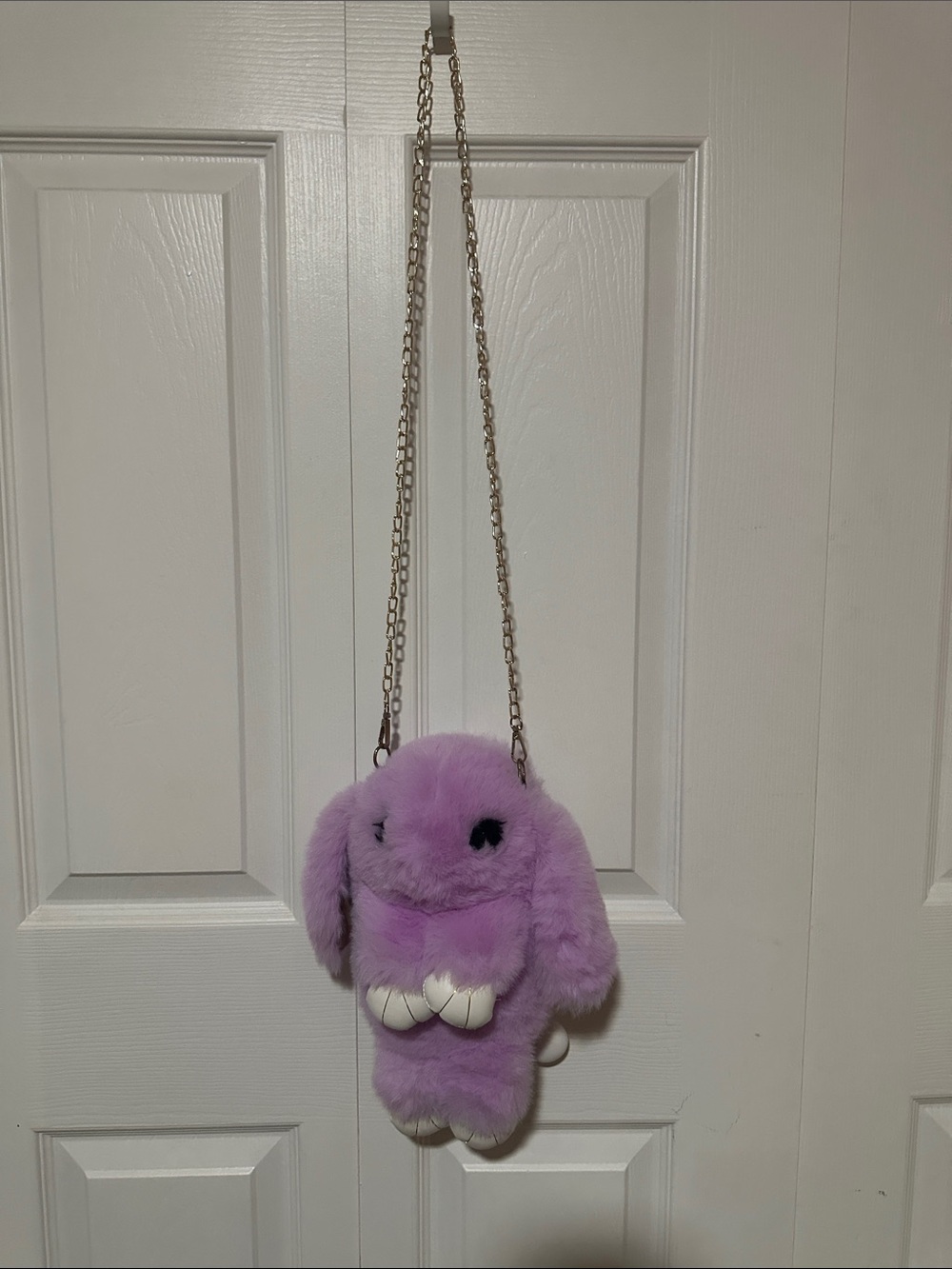 Plush Lavender Bunny Crossbody Bag with Gold Chain - Pets Small Pets Toys